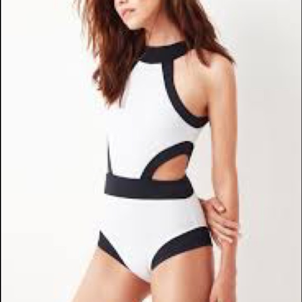 SHEIN Black and white cutout one piece